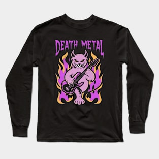 Death Metal Satanic Baphomet Cat Long Sleeve T-Shirt